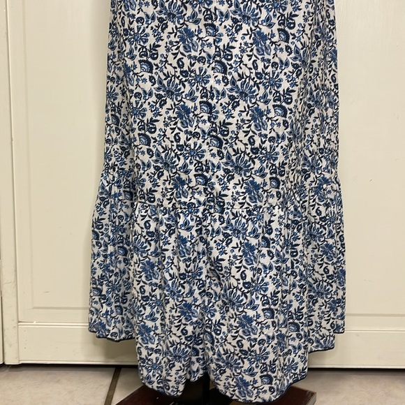 Zara Women’s Blue Floral Printed Smocked Off The Shoulder Maxi Dress Sz XS - Picture 9 of 13